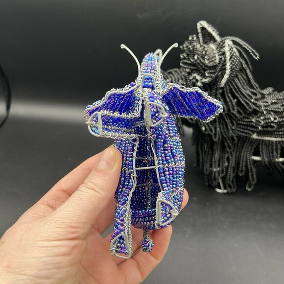 Beadworx By Grassroots Lot Of 4 Beaded Sculpture Dog Elephant Pig Rooster Farm - Picture 15 of 16